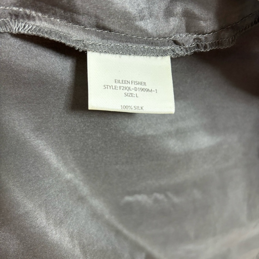 Eileen Fisher V-Neck Crinkle Lace Dress w/ Slip Large - Picture 6 of 6